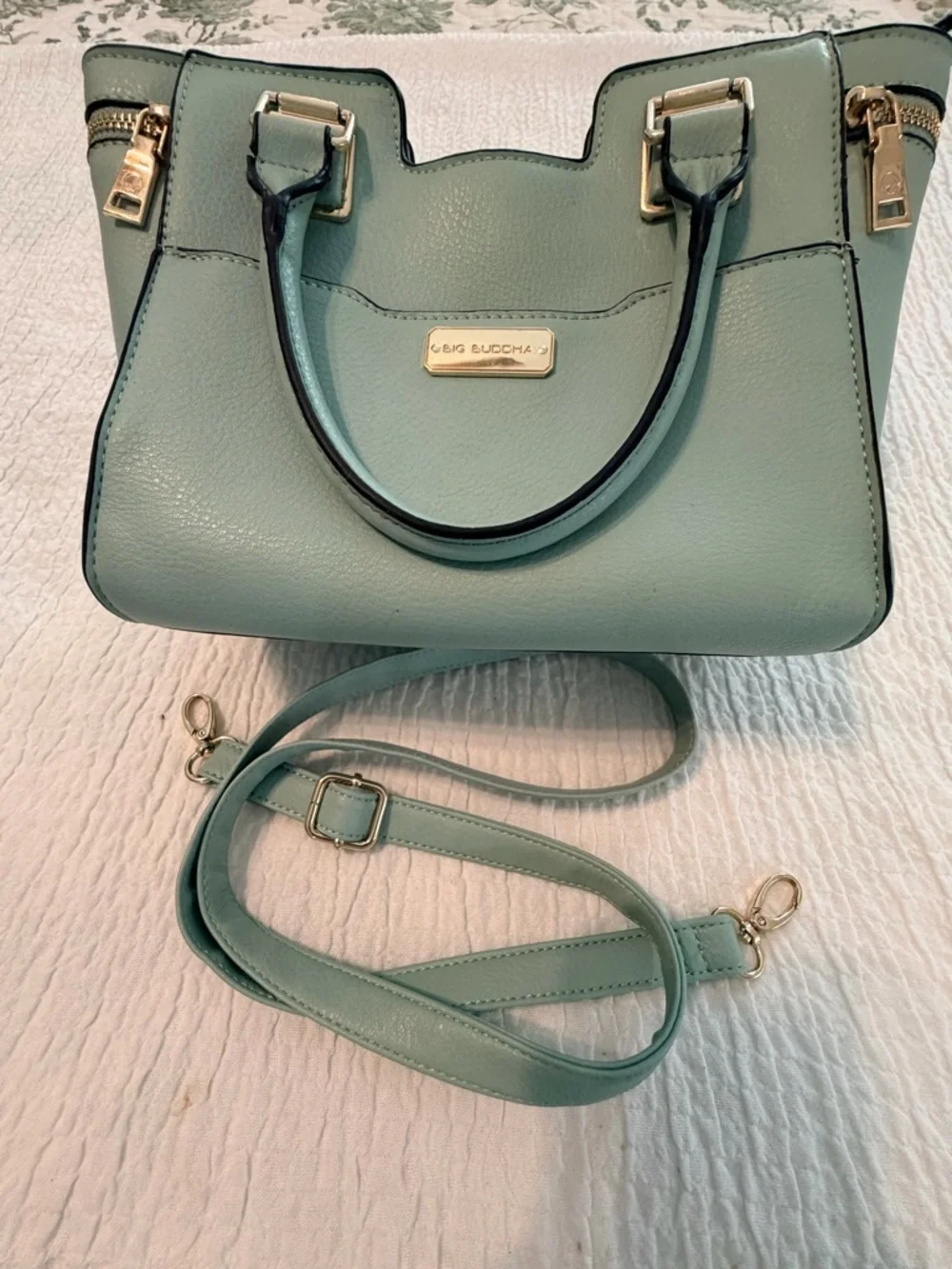 Big Buddha Bag Mint Green Satchel – Top Handle + Crossbody Strap